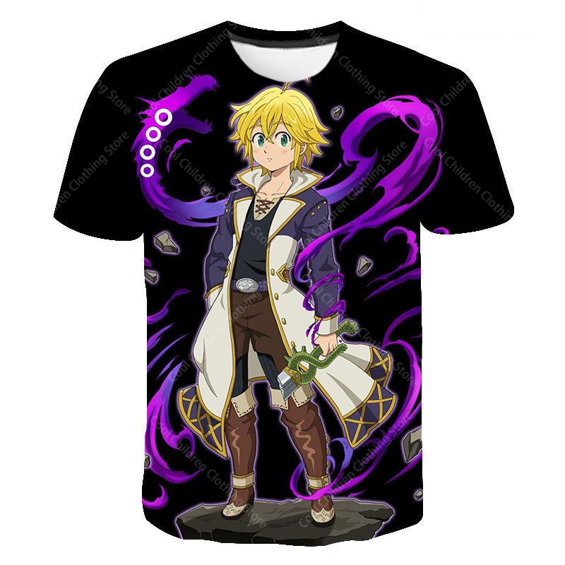 Seven Deadly Sins Cartoon Anime Game Print Summer T Shirt Fashion Kids Casual Boys Girls Round Neck Parent child clothing Top