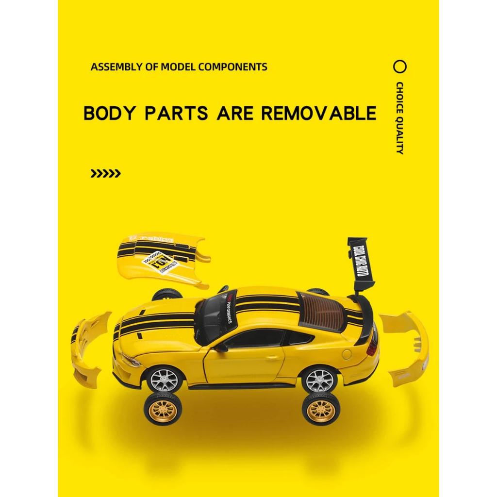 Gulf 1/42 Ford Mustang GT 2018 Assembly Modification Series Alloy Diecast Car Model Home Decoration & Computer Desktop Ornaments