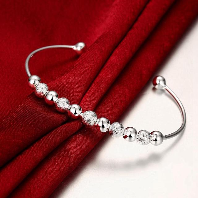 New Korean Fashion 925 Sterling Silver Lucky Beads Bangles For Women Bracelets Luxury Designer Party Wedding Jewelry Gifts