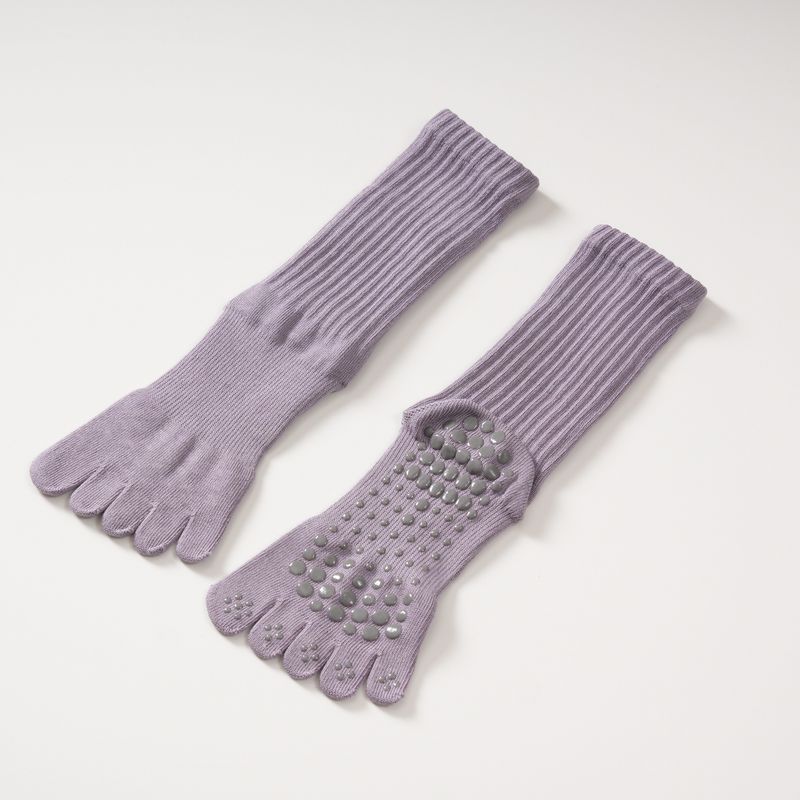 

Fall and Winter Non-Slip Yoga Socks Tube Socks Professional Sports Socks Female Pilates Toe Socks Professional Fitness Compression Stockings Fog purple