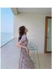 2025 French Retro Puff Sleeve Floral Chiffon Dress in Light Purple for Spring, Summer, and Autumn