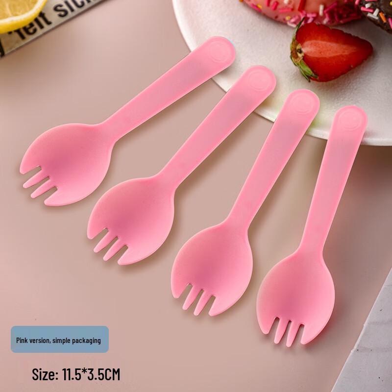 ZISIZ Disposable Pink Dessert Forks and Spoons