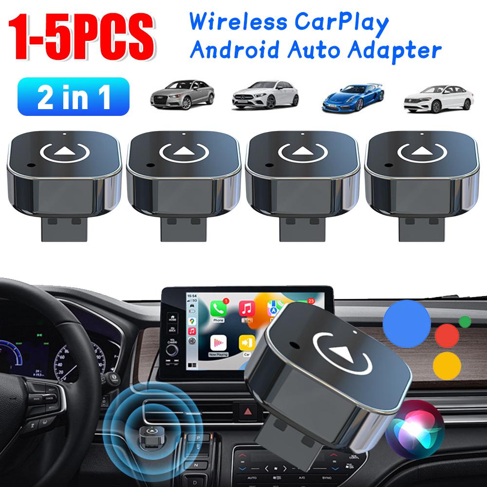 1-5PCS 2-in-1 Wireless CarPlay Android Auto Adapter Car Intelligent Systems Smart USB Dongle AI Smart Box For Car With CarPlay