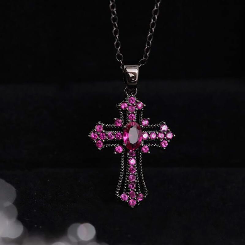 European and American Popular Jewelry, Rhinestone-inlaid Cross Necklace, Simple and Fashionable, Cross and Versatile Hanging