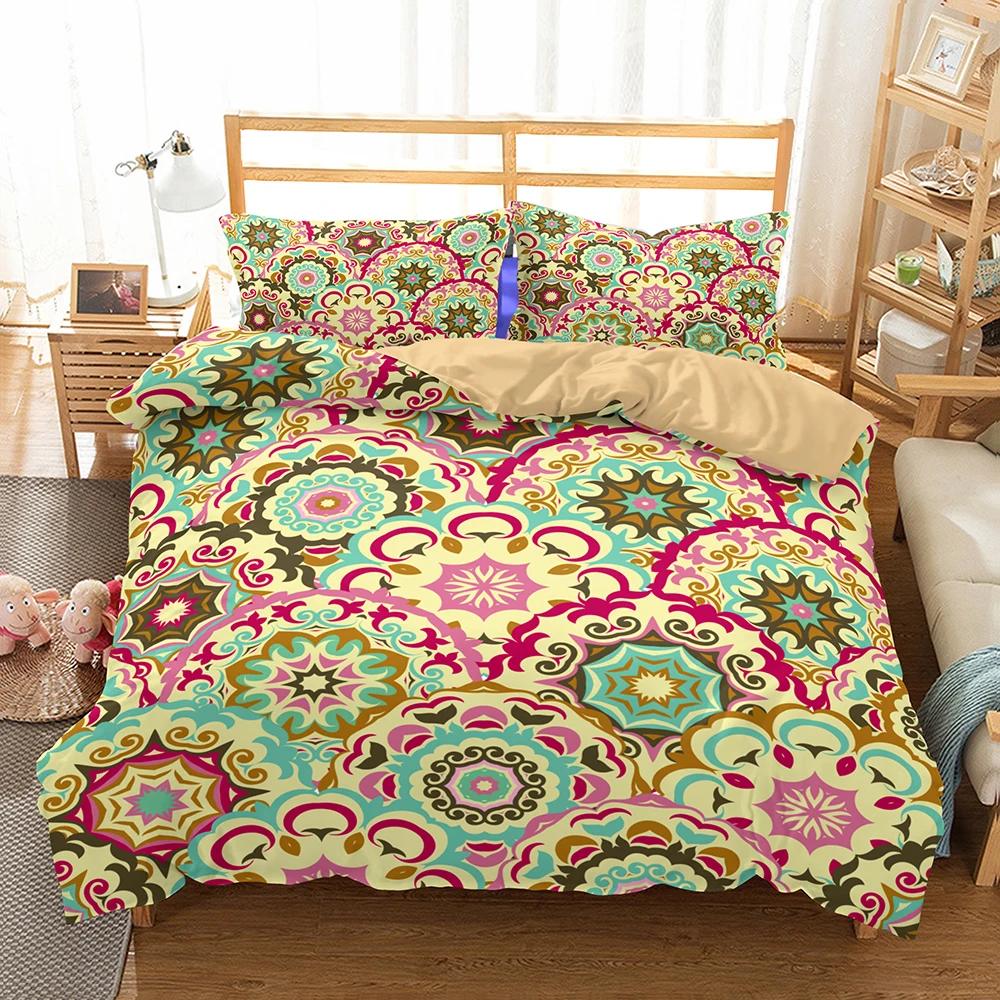 Bohemian Mandala Bedding Set Queen King Size Boho Quilt Cover Sets For Adults 2/3pcs Home Textile Soft Comfortable Breathable