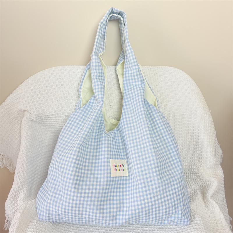 

Summer Sweet Plaid Shoulder Vest Bags for Women Daily Versatile Ladies Shopping Bag Lightwieght Portable Female Handbags Tote