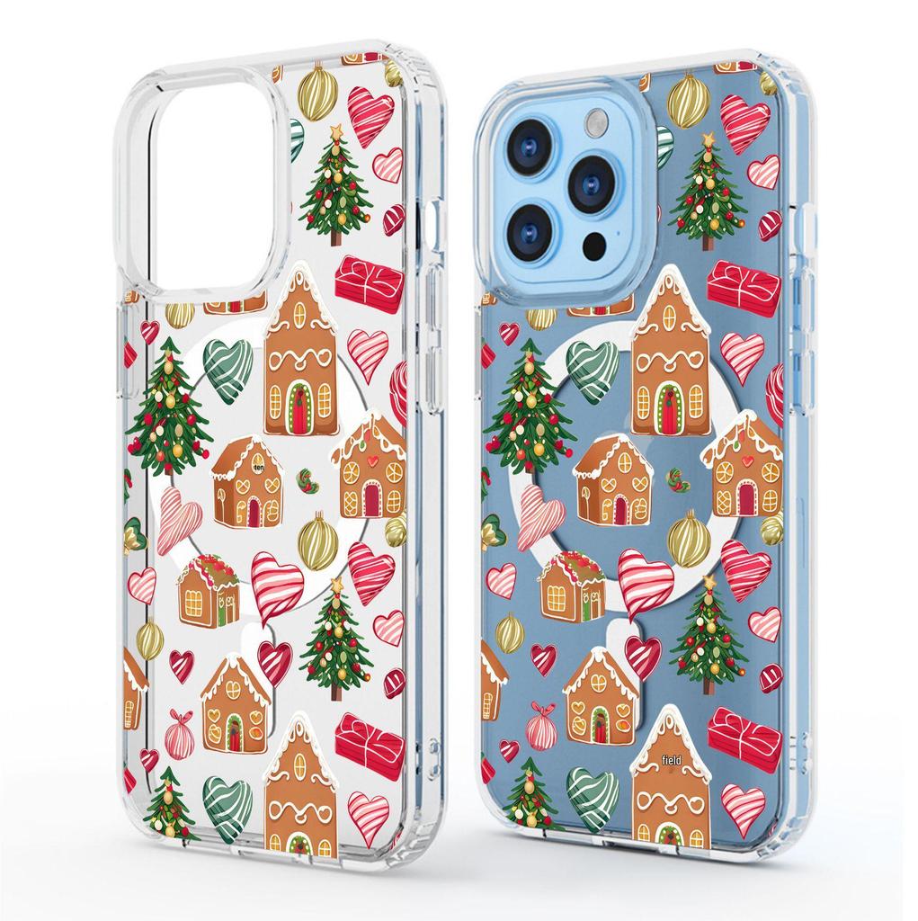 Christmas Tree House Magnetic Transparent Case for iPhone 15/16/17 Pro Max - Full Coverage Protection