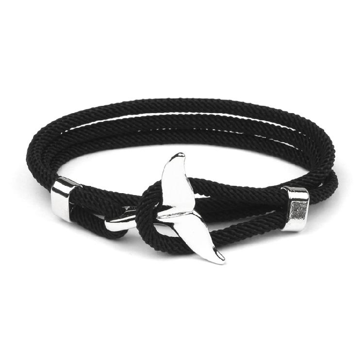 Whale Tail Charm Bracelet Jewelry Gift for Women Nylon Rope Wristband Bracelet