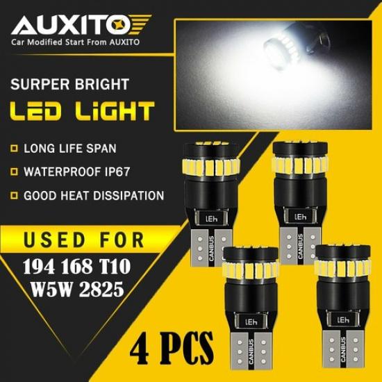 4X AUXITO T10 168 2825 194 LED License Plate Light Bulb 6000K Bright White EOA