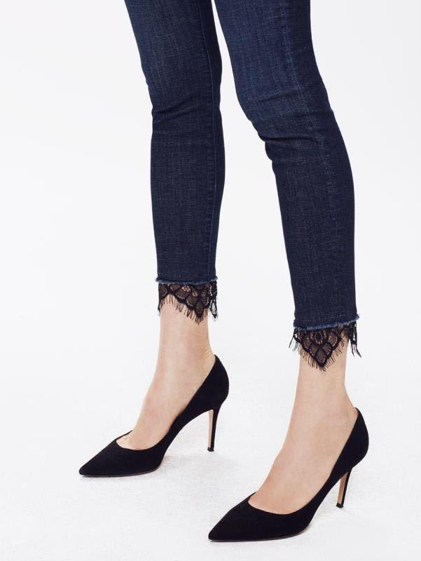 MO Style High Waist Frayed Hem Skinny Jeans for Women