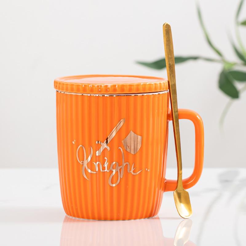 European Ceramic Mug Striped Mug Set Couple Cup Advertising Gift Souvenir