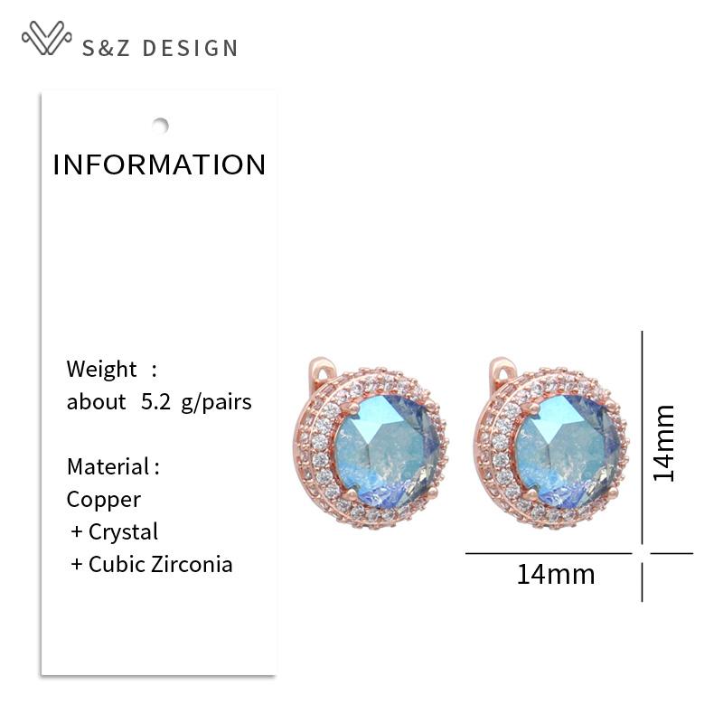 Mode Runde Ice Crack Kristall Tropfen Ohrringe Für Frauen Rose Gold Farbe Zirkonia Schmuck Geschenk