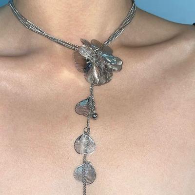 Temperament Retro Stereo Flowers Tassel Multi-layer Necklace for Women Exaggerated Hot Girl Collar Chain Jewelry Accessory Gifts