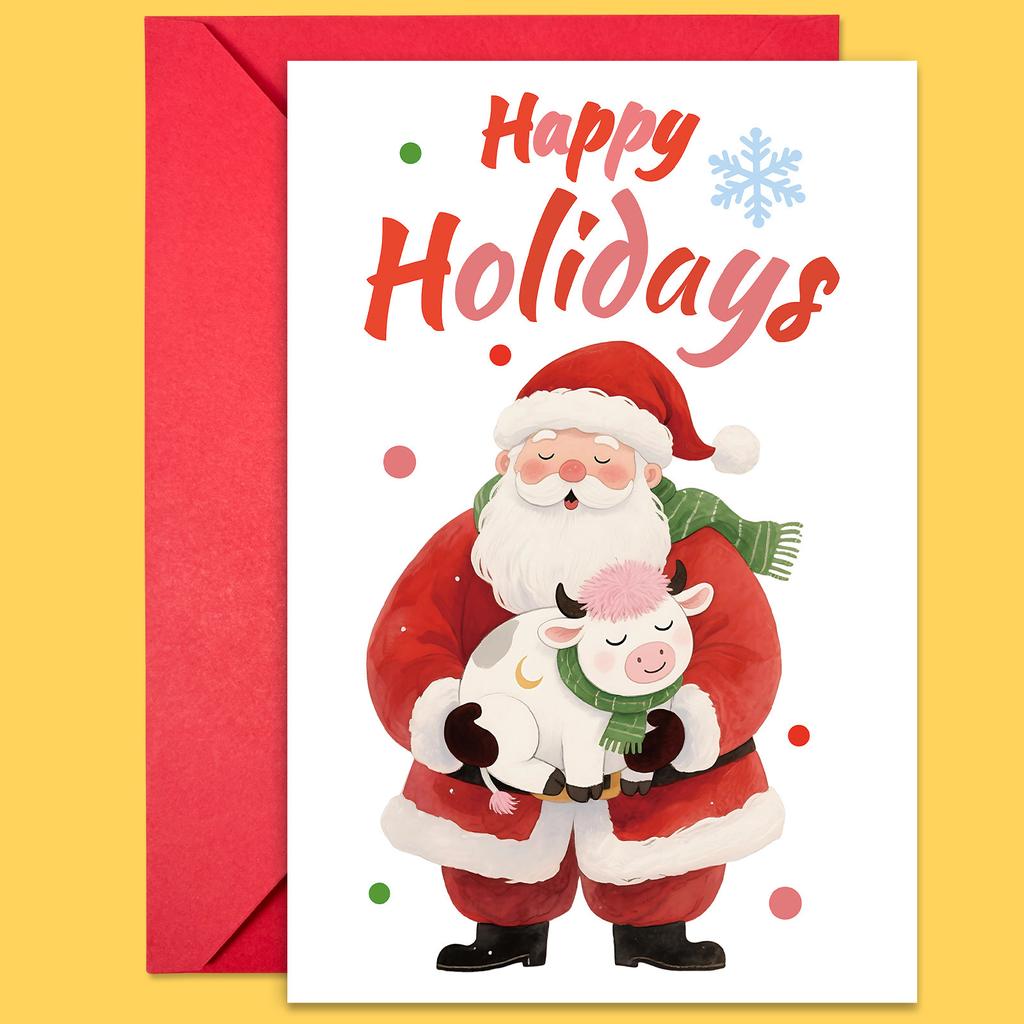 10PCS Christmas Greeting Cards Set with Envelopes, Cartoon Santa Claus Xmas Cards for Holiday Wishes & Gifts
