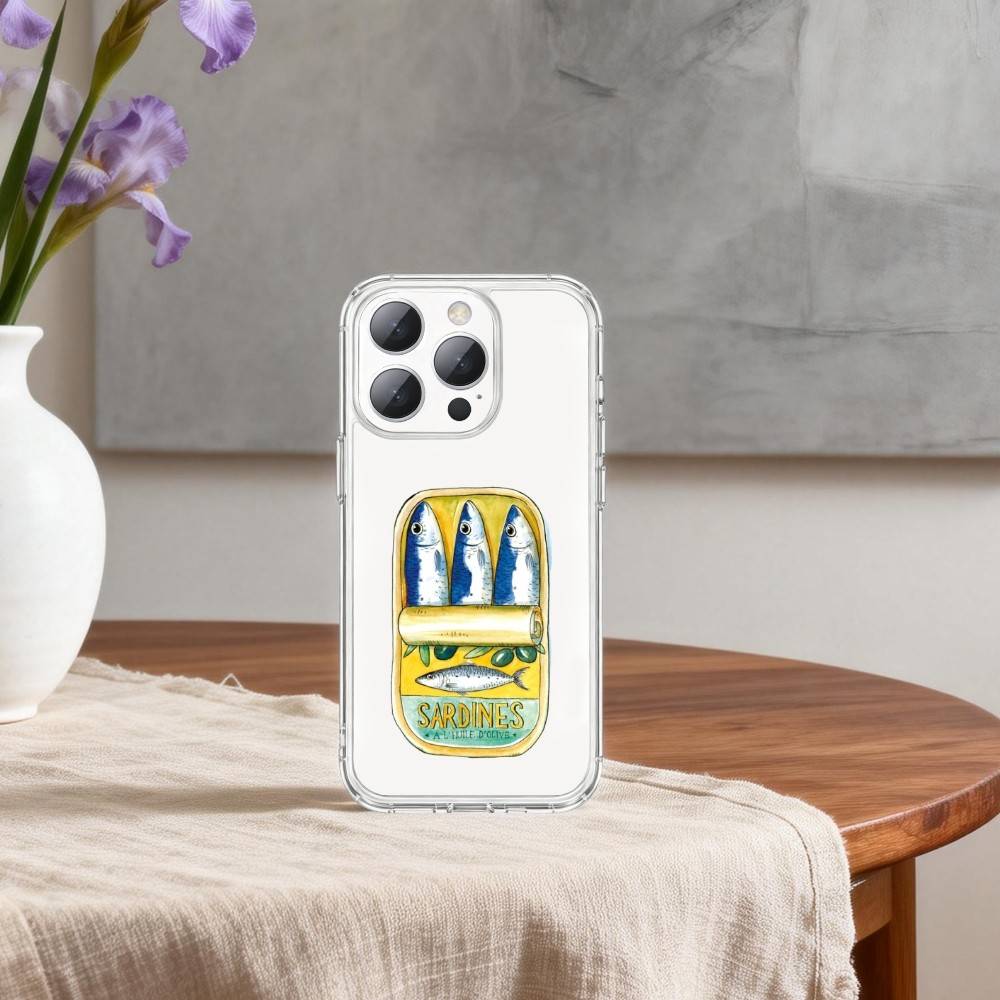 F-Fish Funny Sardines  Phone Case For iPhone17p 16 15 14 13 12 11 Mini Pro Max Plus Transparent Cover