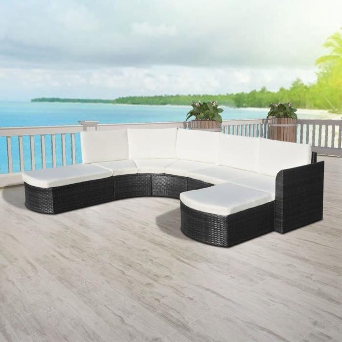 Salon de jardin - vidaXL - 4 pcs - Résine tressée - Noir - Mobilier extérieur résistant