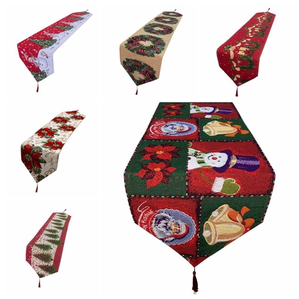 Snowman Printed Christmas Table Runner Long Santa Claus Tablecloth Xmas Desktop Decoration  Event