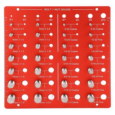 Thread Checker Aluminum Alloy Anodized Surface Metric Standard Sizes Bolt and Nut Identifier Gauge