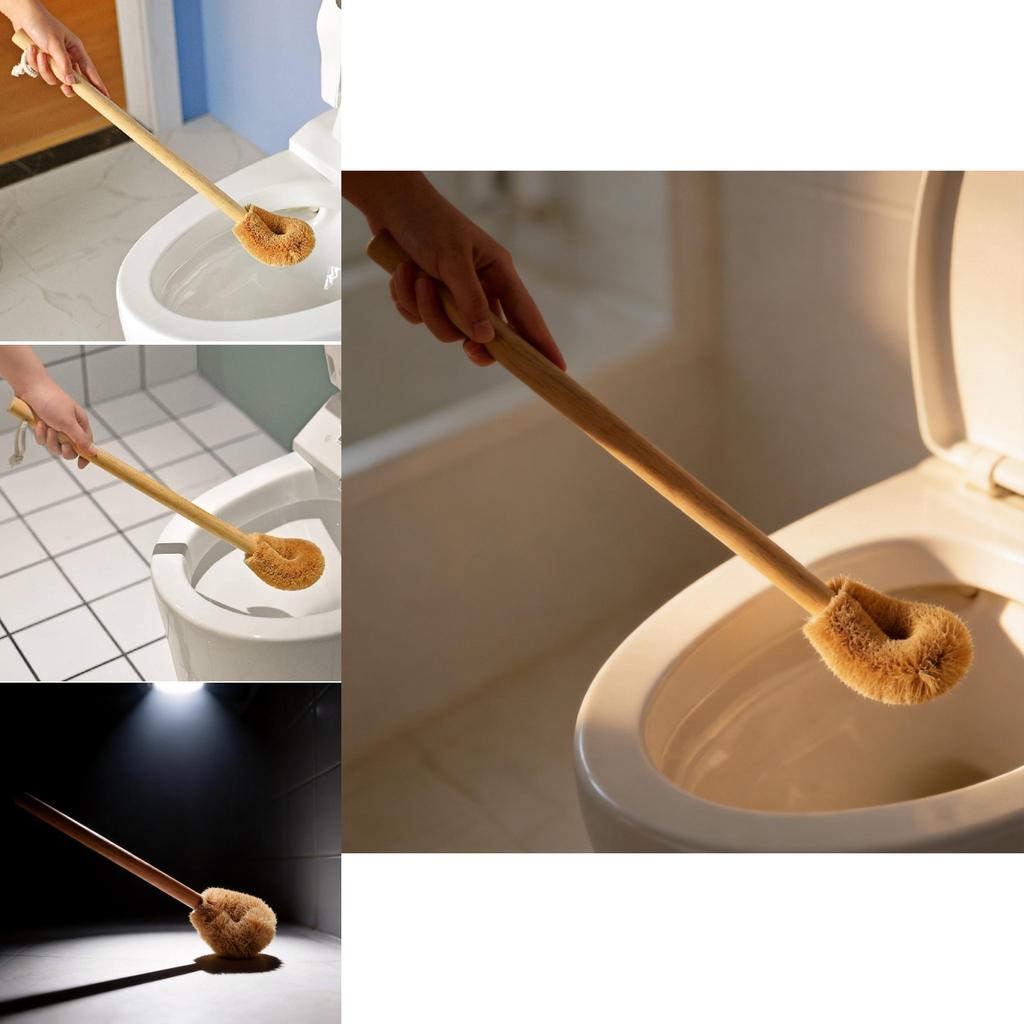 Toilet Brush With Long Handle And Coconut Fiber For Bathroom Cleaning