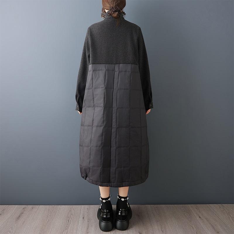 Cotton Padded Black Plus Size Vintage New In Dresses for Women Casual Loose Long Spring Autumn Winter Dress