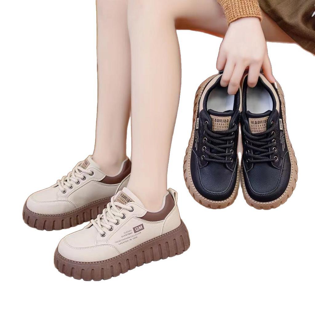 High Value Internet Celebrity Ins Tide Board Shoes 2025 Spring and Autumn New Versatile Height Increase Sports and Leisure Platform Bread Shoes Women