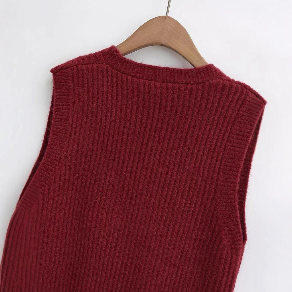 2024 Winter Women’s European & American Style Fashion Sleeveless Two-Tone Versatile Vest