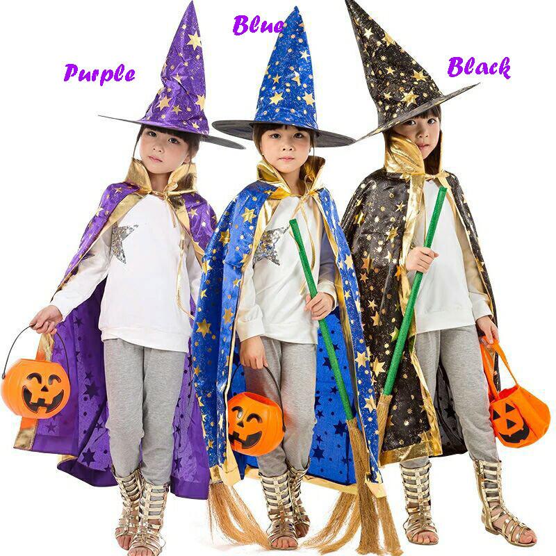 Hooded Princess Children Cloak Witch Robe Cape Floorlength Halloween Costume