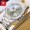 OLEVS Luxury Man Watch Classic Fashion Roman Scale Dual Calendar Waterproof Luminous Stainless Steel Original Quartz Wristwatch