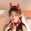 5-Piece 3D Christmas Antler Headband & Hair Clip Set - Cute Red Girly Hairpins & Headwear