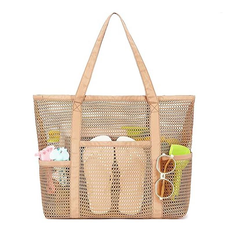 Foldable Mesh Beach Bag - Multifunctional Swim & Toiletries Storage