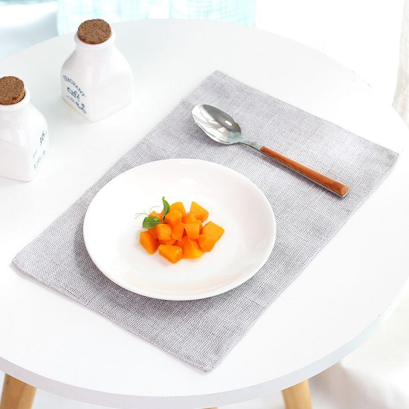 

Scandinavian Ins Cotton Linen Placemat Double Layer Thickened Linen Table Cover For Home Insulation Bowl Placemat Oven Mitts For Home Linen-light gray placemats 20*30cm
