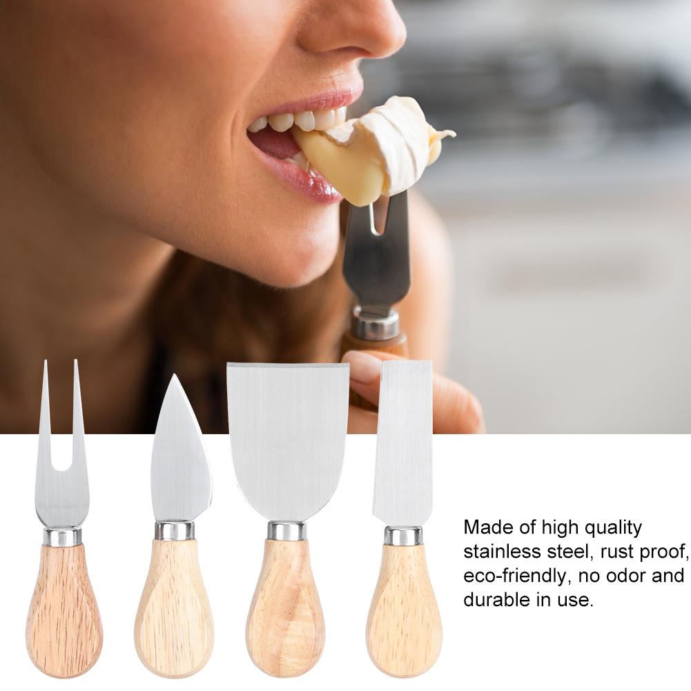 4PCS/Set Stainless Steel Cheese Knives Wood Handle Cheese Cutting Knife Cutter Set Kitchen Tools