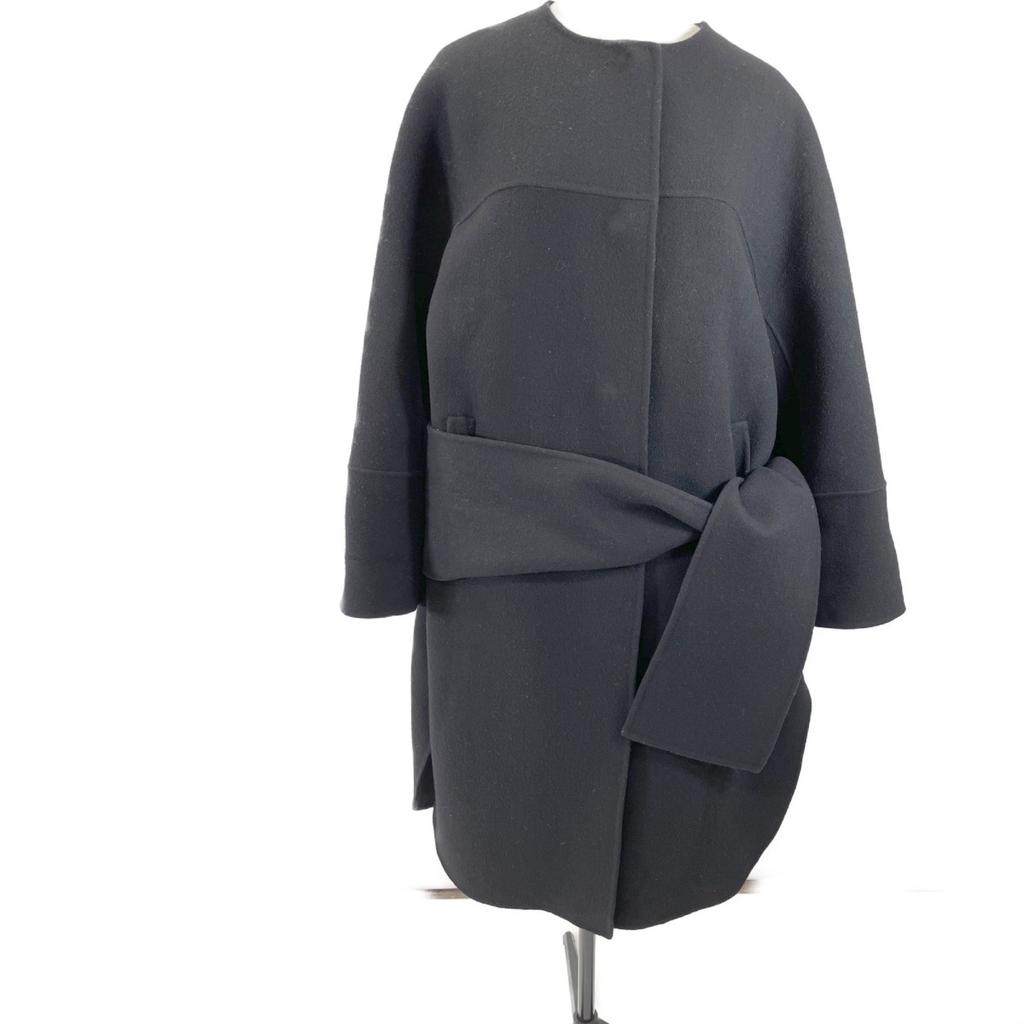 Adore Black Sandaloribar Collarless Coat 531-725115 Coat 38 blackUsed