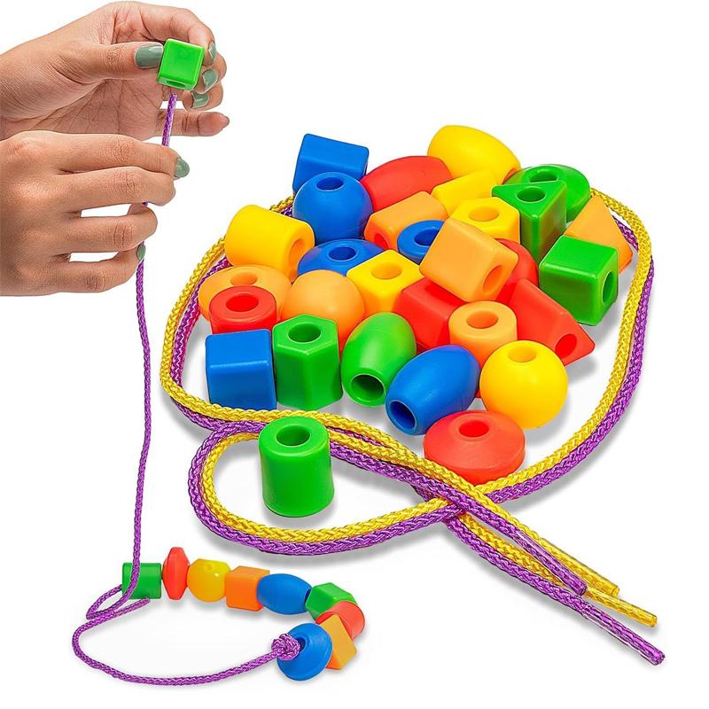 Montessori Educational Threading Stringing Beads Fine Motor Skills Occupational Therapy Toys Kids Crafts Learning Activities