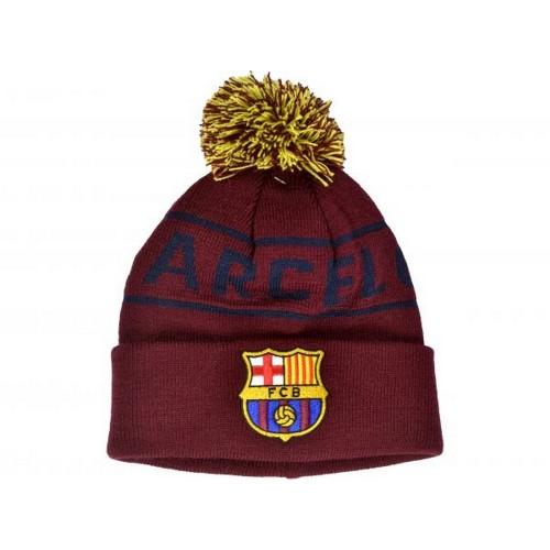 Barcelona FC Unisex Adult Text Knitted Bobble Beanie