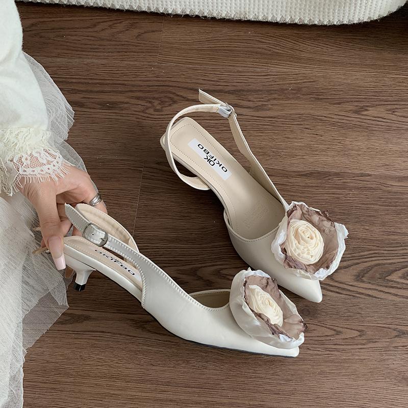 

2024 летние женские сандалии-гладиаторы, модные элегантные туфли с неглубоким цветочным узором, женские уличные вечерние платья, сандалии на высоком каблуке Size 35(foot 22.5cm) абрикосовый