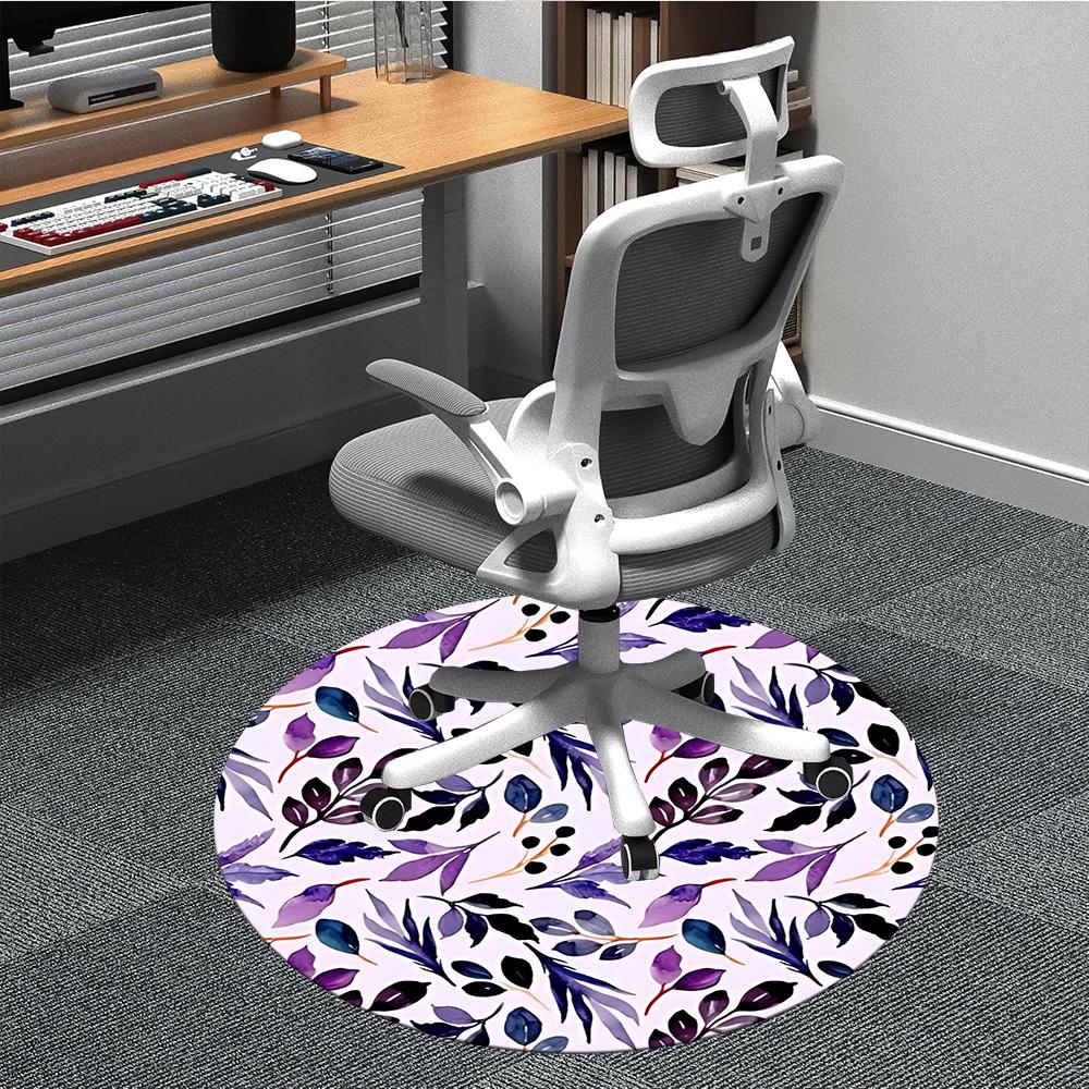 

1pc Purple Leaves Pattern Chair Carpet for Office Machine Washable Rug for Office, Good Gift for Family or Friends yy251225215 80cm by 80cm