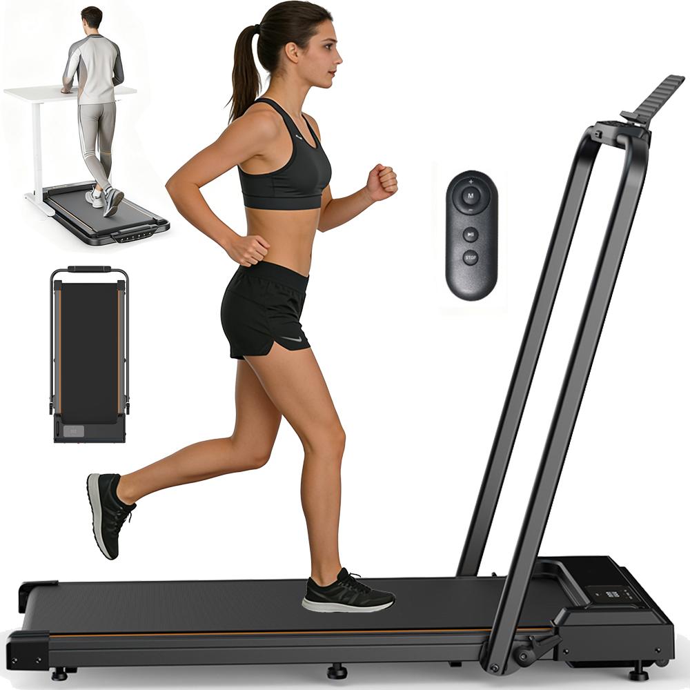 FT51 2-in-1 Foldable Walking Pad Treadmill Under Desk LED Quiet Durable Electric Treadmill with Remote Control