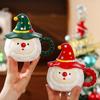 2024 Santa Claus Mug Creative Ceramic Mug with Lid High Value Cup Holiday Gift Coffee Mug for Couple