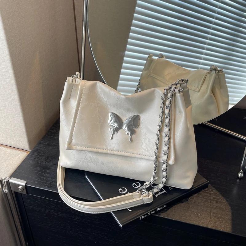 Fashion Luxury Design PU Leather Women Shoulder Bag Female Butterfly Decoration Crossbody Bag Spring and Summer Ladies Brand Bag