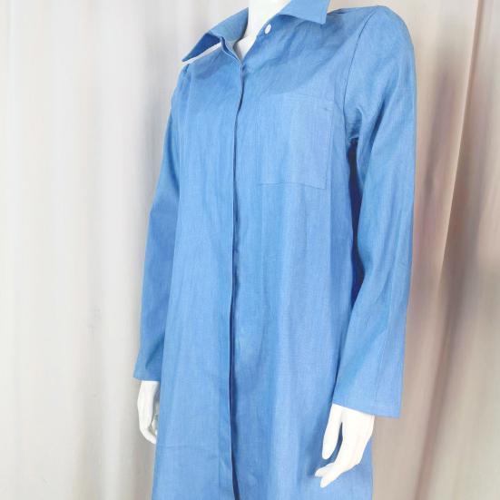 Denim Dress Single Breasted Pockets Summer Buttons Knee Length Dress Streetwear