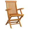 Garden Chairs with Cream Cushions Set of 4 Solid Teak Wood