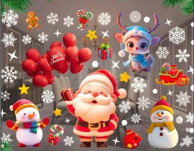 Neue Weihnachts-Fensterdekorationsaufkleber, Fensteraufkleber, Glasaufkleber, Kreative bunte, ablösbare, klebstofffreie statische Aufkleber