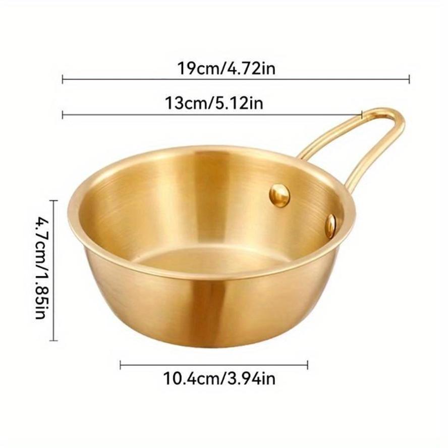 New Small Round Bowl With Handle Thickened Korean Rice Wine Bowl Restaurants Circular Barbecue Seasoning Stainless Steel Bowl