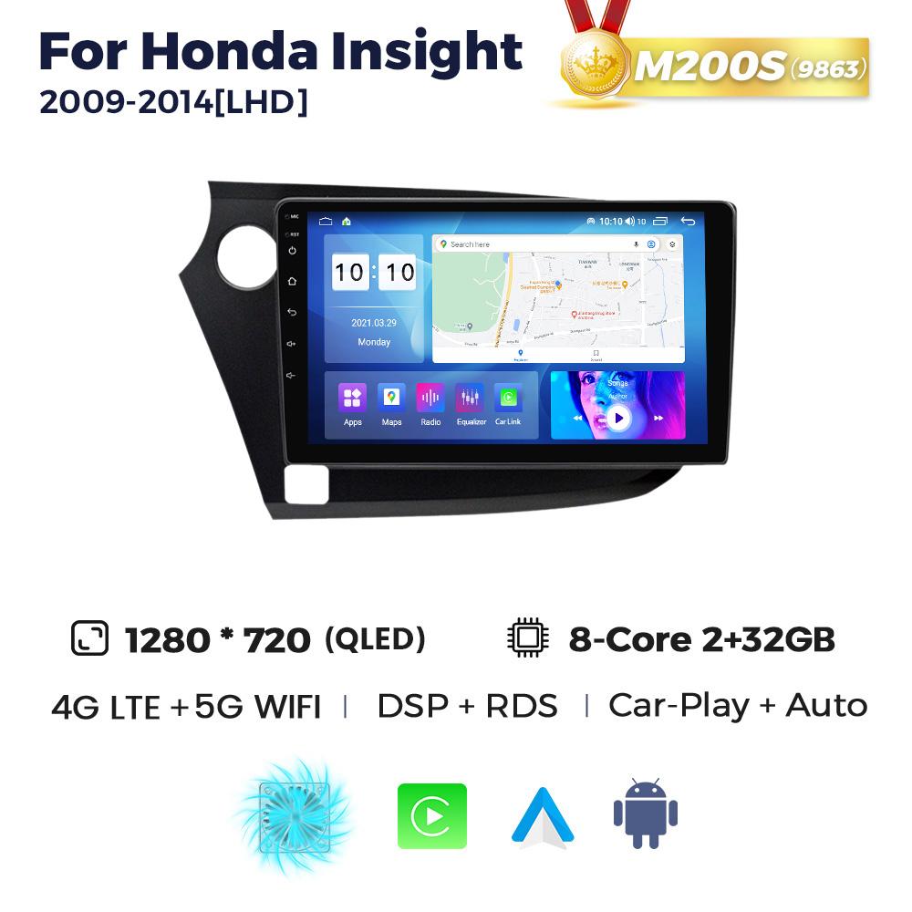 Radio auto Android 9 inch pentru Honda Insight 2009-2014, player video multimedia, Carplay, navigație GPS, suport 4G LTE + WIFI DSP + RDS