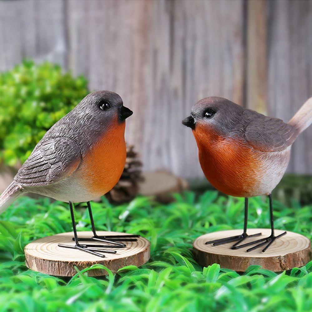 Cute Bird Figurines Handmade Yard Ornament Creative Garden Bird Statues Bedroom Decor