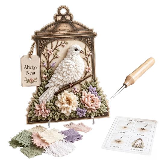 Dekorative Laterne Bastelset 3D Stoff-Poke-Art, DIY Vogel-Erinnerung Blumen-Set und Muster, Punch Needle Set für Erwachsene, Haus Tisch Kaminsims Dekoration