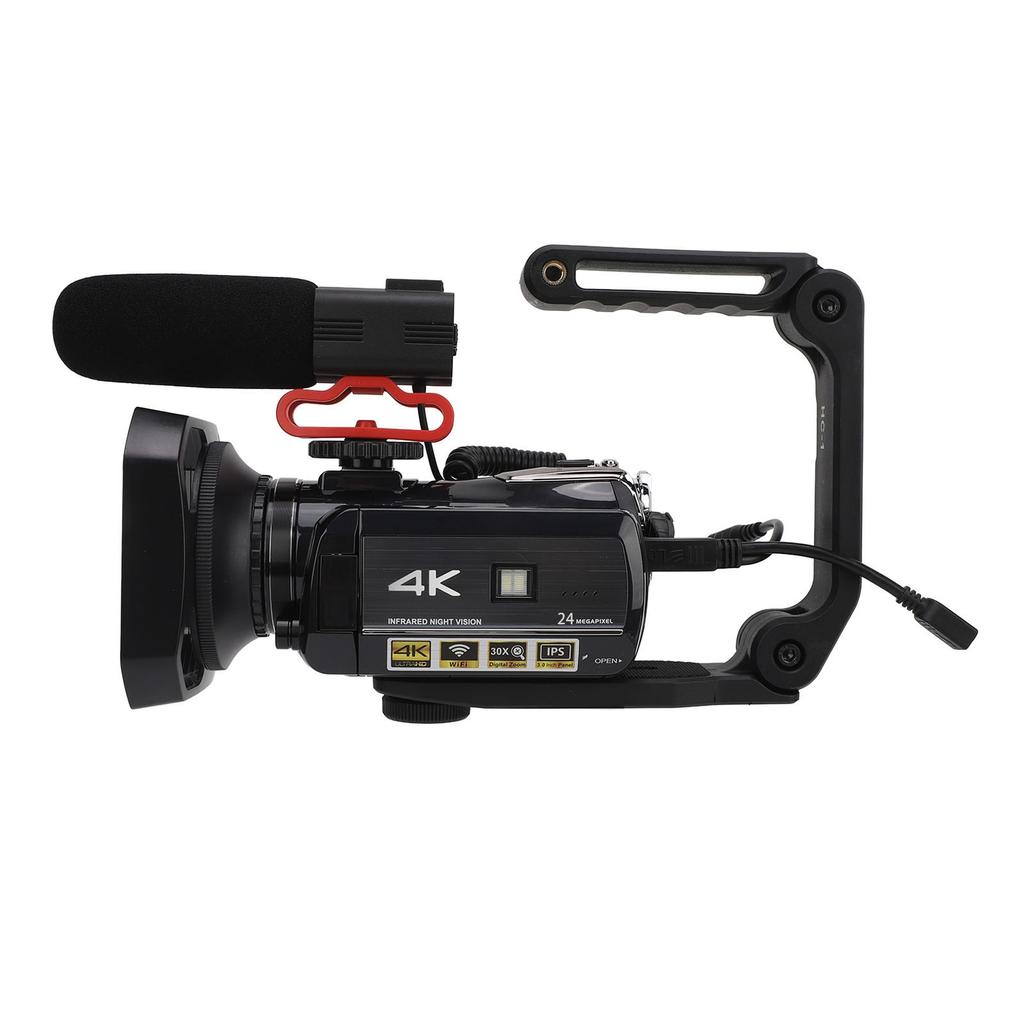 Video Camera Camcorder 4K 24MP Ultra HD 3.0in IPS Rotation Touchscreen IR Night Vision Anti Shake
