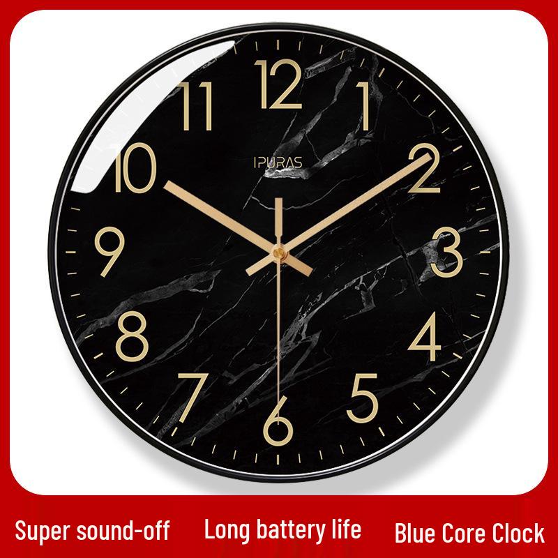 Ultra-Quiet 6278 Quartz Wall Clock with Marble Texture - Nordic Fashion for Living Room