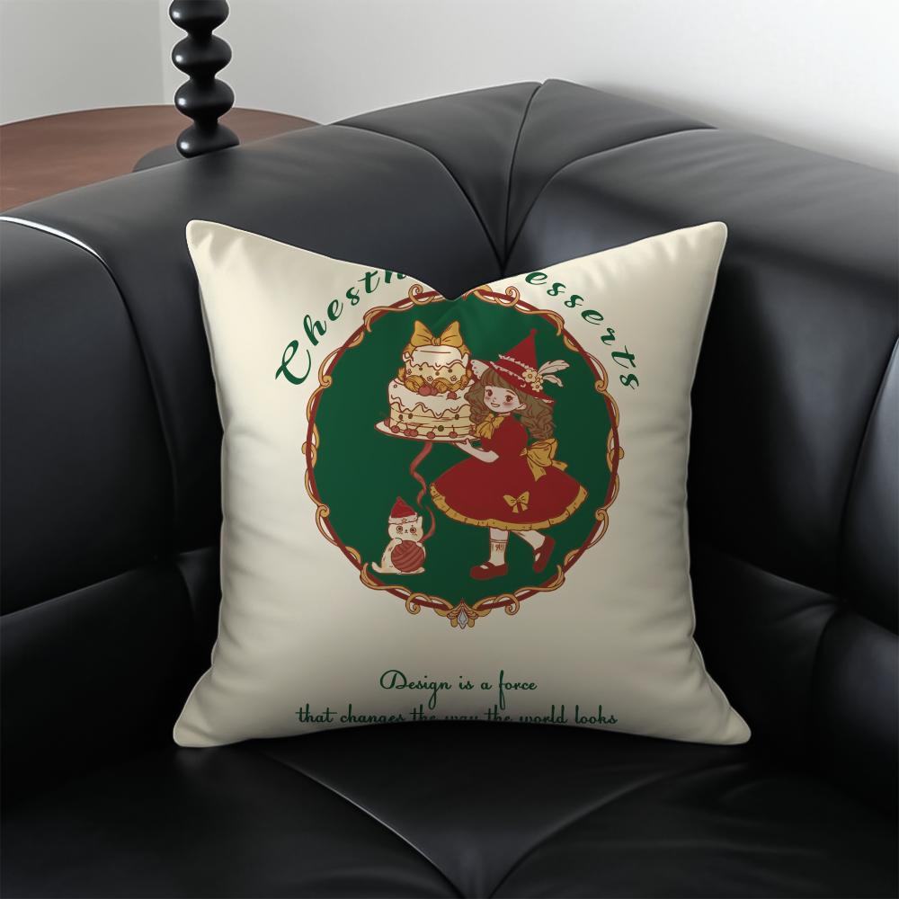 Cute girl Cushion Cover Pillow Case Antidustmite Invisible zipper silky plush cushion